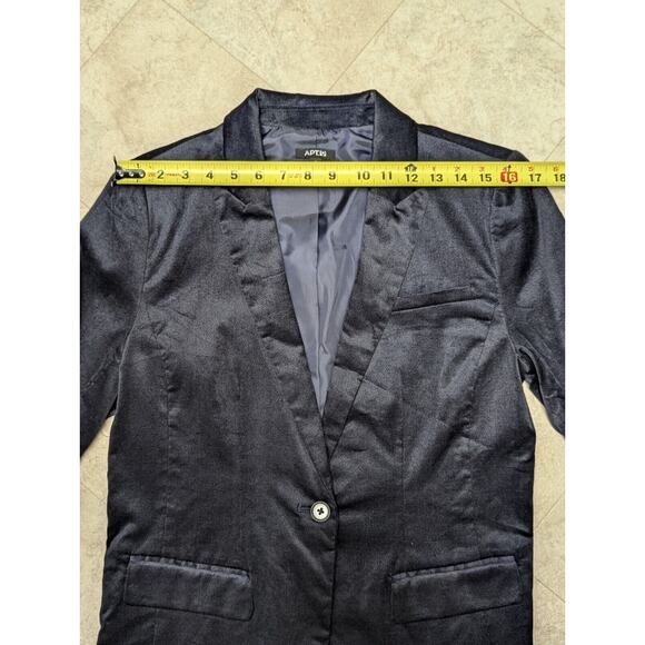 Apt 9 Womens Velvet Blazer Dark Navy Size 10 Front Button Stretch Career Lined - Picture 6 of 10